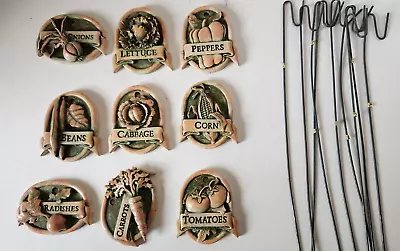 Garden Plant Markers  9 Vegetable Decorative  Ceramic  With Stakes • $35