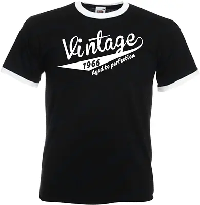 58th Birthday Gifts Presents Year 1966 Mens Ringer Vintage Retro T-Shirt Aged To • £9.99