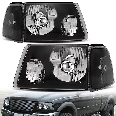 BLK Headlights For 2001-2011 Ford Ranger Clear Corner Turn Signal Light Pair Set • $58.99