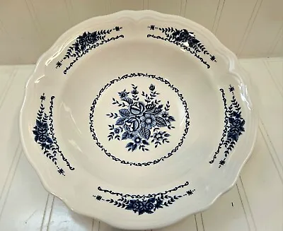 1960's Mayhill Federalist Ironstone Serving Bowl 9 1/2  Blue & White Flowers • $23