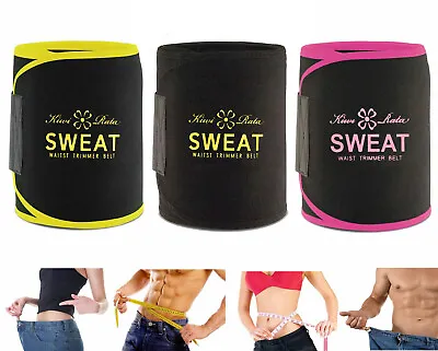 Men Women Waist Trimmer Belt Hot Sweat Wrap Tummy Stomach Weight Loss Fat Burner • £11.79