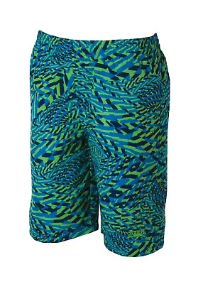 Zoggs Boys Techno Swirl Green Board Swimming Shorts 8-9 Trunks RRP £14 • £7.97