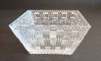 Tiffany & Co. Crystal Glass Basket Weave Square Dish 4x4 Bowl Retired • $28.99