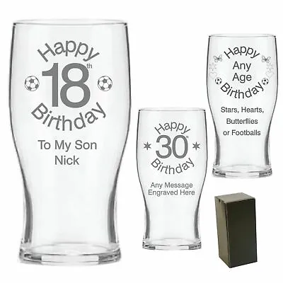 £12.34 • Buy Personalised Pint Beer Glass 40th 50th 60th 70th Birthday Gifts - Engraved - GB