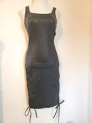 Zaful Forever Young New W/Tag Faux Leather Dress  Sz 4 Bust 31  Drawstring Sides • $7.95