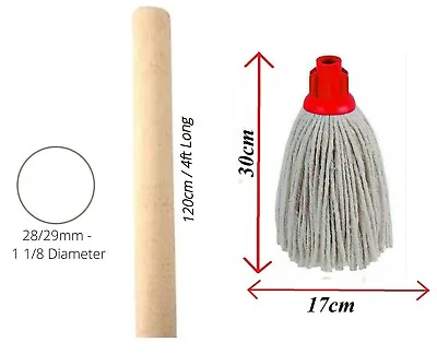£18.90 • Buy Heavy Duty Floor Cotton Mop With HANDLE Plastic Socket Head Cleaning Mop String