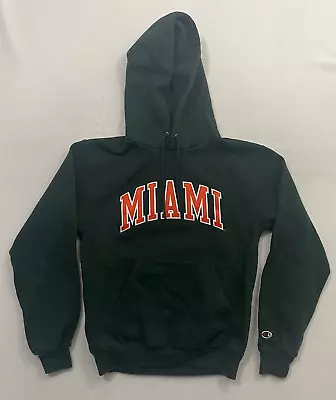 Champion Miami Hurricanes University Hoodie Men's Size Small Green Sweatshirt • $17.99