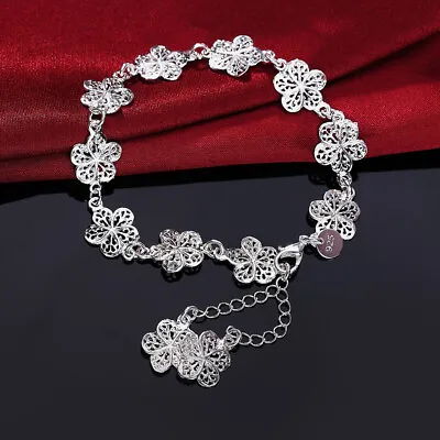 New Charm 925 Sterling Silver Bracelet For Women Flower Wedding Cute Party • $2.12