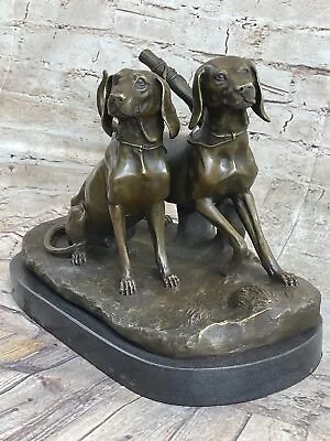 Bronze Sculpture Of Pair Of Hunting Dogs Water Dogs German Pointer Weimaraner • $209.65