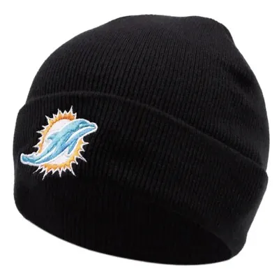 Miami Dolphins Long Beanie Skull Cap Mia Hat Embroidered Cuff Cuffed • $17.95