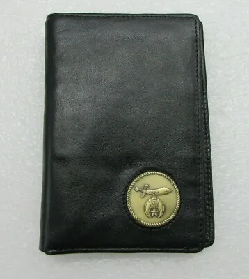 Lether Wallet W/ Vintage USA Masonic Sword Crescent Moon Star Shriner Emblem  • $17.50