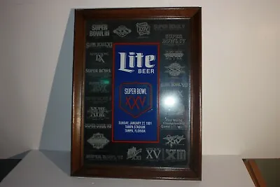 Vintage MILLER Lite Super Bowl Bar Beer Mirror Sign.  1990.  • $46.40