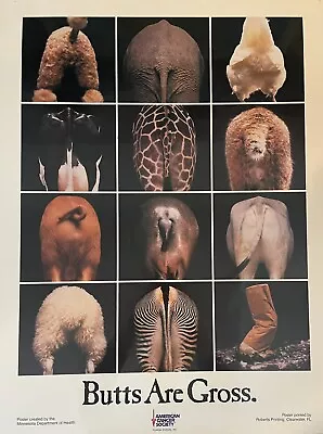 Vintage Original Poster “Butts Are Gross” 28 X21” Minnesota Department Of Health • $129.95