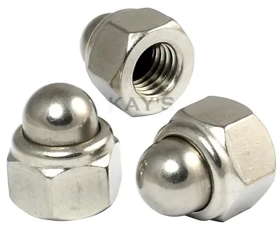 Domed Nyloc Nylon Insert Lock Nuts A2 Stainless Steel M4 M5 M6 M8 M10 M12 M16  • £2.48