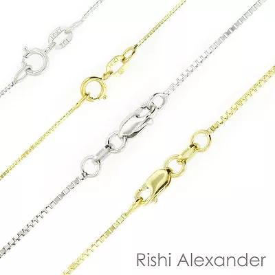 $47.99 • Buy 10k And 14k White Or Yellow Gold Box Chain Necklace Italian Made All Sizes