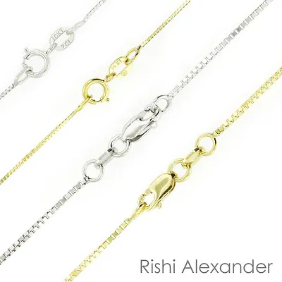 10k And 14k White Or Yellow Gold Box Chain Necklace Italian Made All Sizes • $69.99