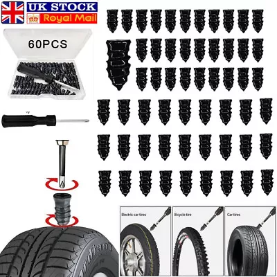 Tire Repair Screw In Rubber Plug Nail Car Tyre Puncture Kit Off-Road Tire 60PCS • £2.99