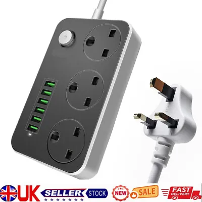 £99.99 • Buy UK Extension Lead Cable Electric Mains Power 3 Gang Way 6 USB Ports Plug Socket