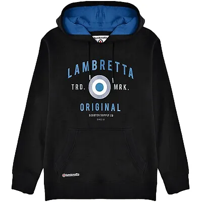 Mens Lambretta Original Pull Over Classic Target Hooded Hoodie Sizes Large Black • £25.99