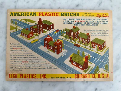Vintage American Plastic Bricks Booklet For Sets No. 60/1-P & 60/2-P By Elgo • $18