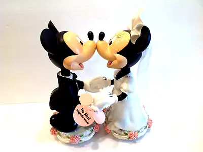 Mickey And Minnie Mouse Magnetic Nose Wedding Kissing Bobblehead Set • $115
