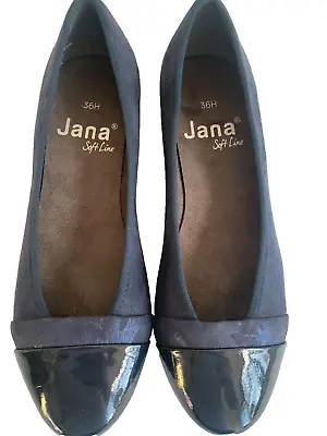 Jana Ladies Shoes UK 3 Width H Navy Blue Ballet Pumps Flat Ballerina PLEASE READ • £10.99