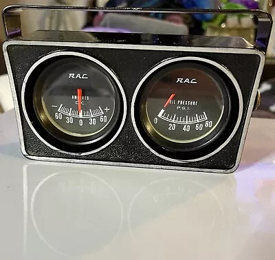 Vintage RAC Oil Pressure/Ammeter Dual Pod Gauges • $45