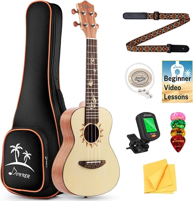$61.99 • Buy 🎸 𝗗𝗢𝗡𝗡𝗘𝗥 21  Concert Ukulele Ukelele Starter Bundle Kit + Online Lesson