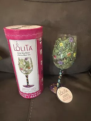 NEW Lolita Christmas Large Wine Glasses Hand Painted Season Of Light • £10