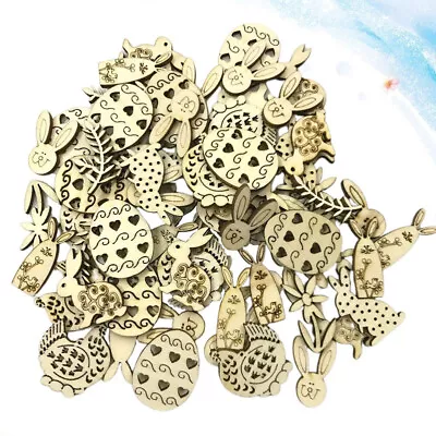  100 Pcs Rabbit Wooden Cutout DIY Crafts Embellishments Cutouts • $7.59