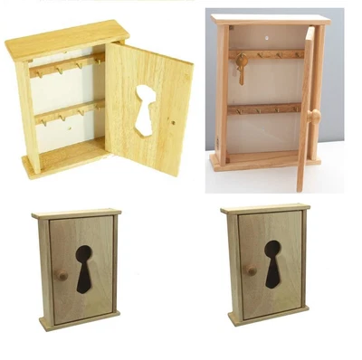 £10.95 • Buy  Beech Wood Wooden Wall Key Cupboard Cabinet Rack Holder Storage Box 8 Hooks