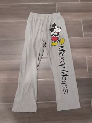 Mickey Mouse Pajama Pants Disney Size Medium Gray Cotton Lightweight  • $12