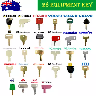 28 Excavator Plant Digger Keys Master Set BOBCAT KUBOTA HITACHI JCB KOMATSU CAT • $37.72