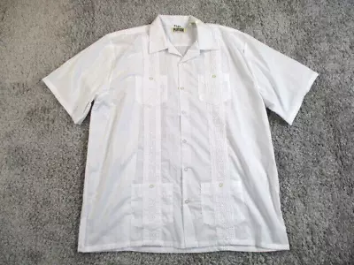 Platoon Shirt Mens 4XL White  Guayavera Rockabilly Vacation Mexican Wedding • $22.39