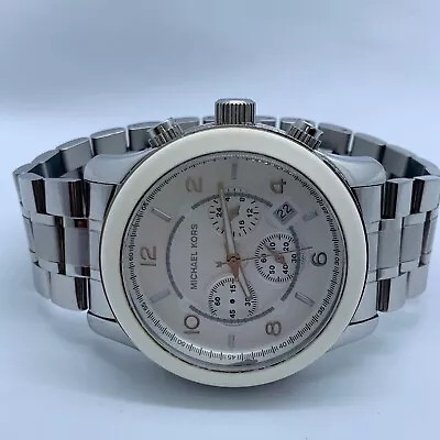 Michael Kors Oversized Runway MK8108 Wrist Date Watch Men 10atm WR Runs 7.5” • $66