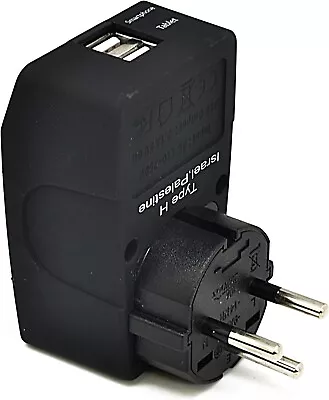 Ceptics 2 USB Israel Travel Adapter 4 In 1 Power Plug (Type H)- Universal Socket • $9.99