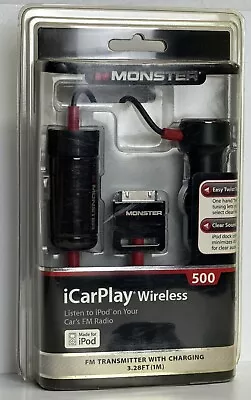 Monster ICarPlay IPod Wireless 500FM Transmitter /Charging 3.28Ft • $16.95