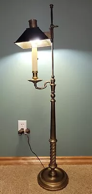 Vtg Chapman Candlestick Brass Barley Twist Adjustable Floor Lamp Tole Shade • $799.99