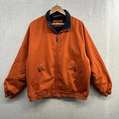 Orvis Bomber Jacket Mens Large Burnt Orange Full Zip Fleece Lined Padded Adult • $22.88