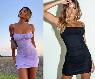 Women Casual Cami Bodycon Mini Dress Bandage Evening Party Skirt Stretchy Summer • $9.99