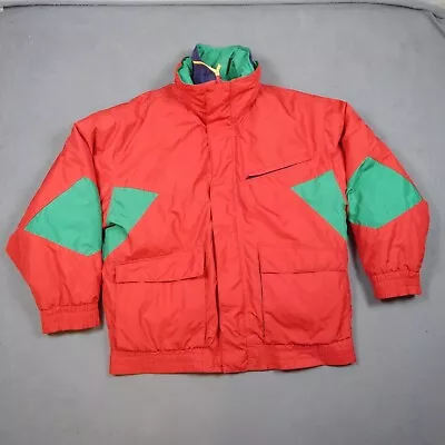 Vintage Gant Ski Jacket Mens Large Color Block Puffer Coat Goose Down Blend 80s • $55