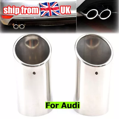 2x Car Exhaust Muffler Tip Tail Pipe Stainless Steel For Audi A1 A3 A4 Q5 2.0T • £14.69