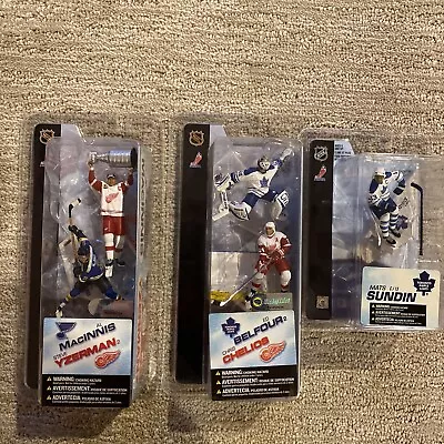 5 SET McFarlane NHL BELFOUR SUNDIN Leafs STANLEY CUP  TROPHY Chelios Red Wings • $60