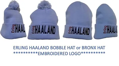 £11.99 • Buy Manchester City Erling HAALAND  Bobble Hat Or Bronx Embroidered Hats