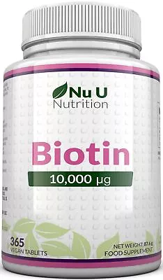 Biotin 10000mcg 365 Tablets Maximum Strength Healthy Hair Skin Nails Growth • £23.97