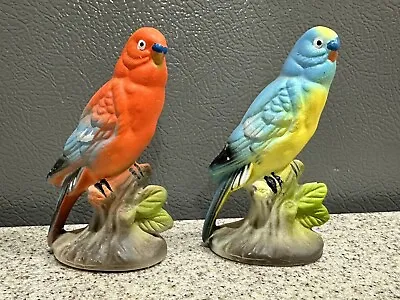 2 Vintage Brinns Ceramic Parrot Parakeet Birds Figurines Made In Japan In EUC! • $28