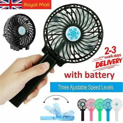 UK Small Handheld Fan Portable Folding Hand-held USB Rechargeable Cooler Cooling • £5.99