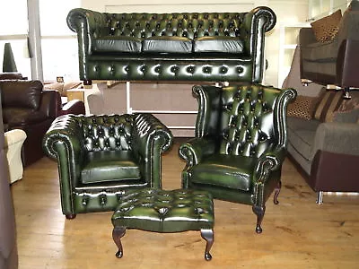 Leather Chesterfield Suite Chair Sofa B/NEW SALE • £1995