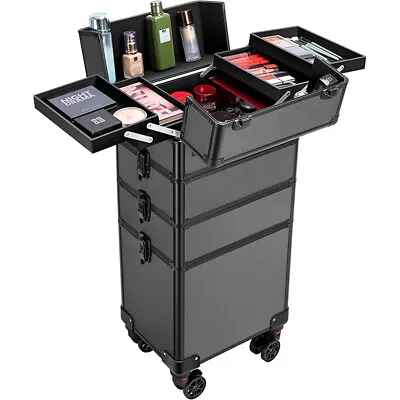 $104.99 • Buy 4-IN-1 Professional Rolling Makeup Train Case Cosmetic Trolley Storage Organizer