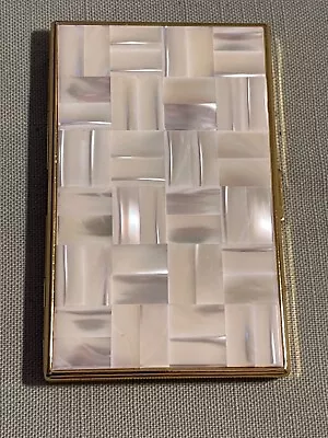 Vintage Colibri Cigarette Case Mother Of Pearl Inlay Gold-NICE! • $29.98